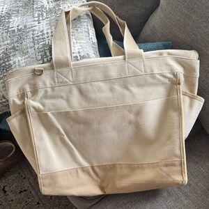 New Thirty-One Canvas Boat Tote Warm Sand